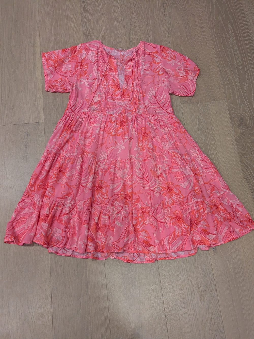 Pink Floral Tiered Dress